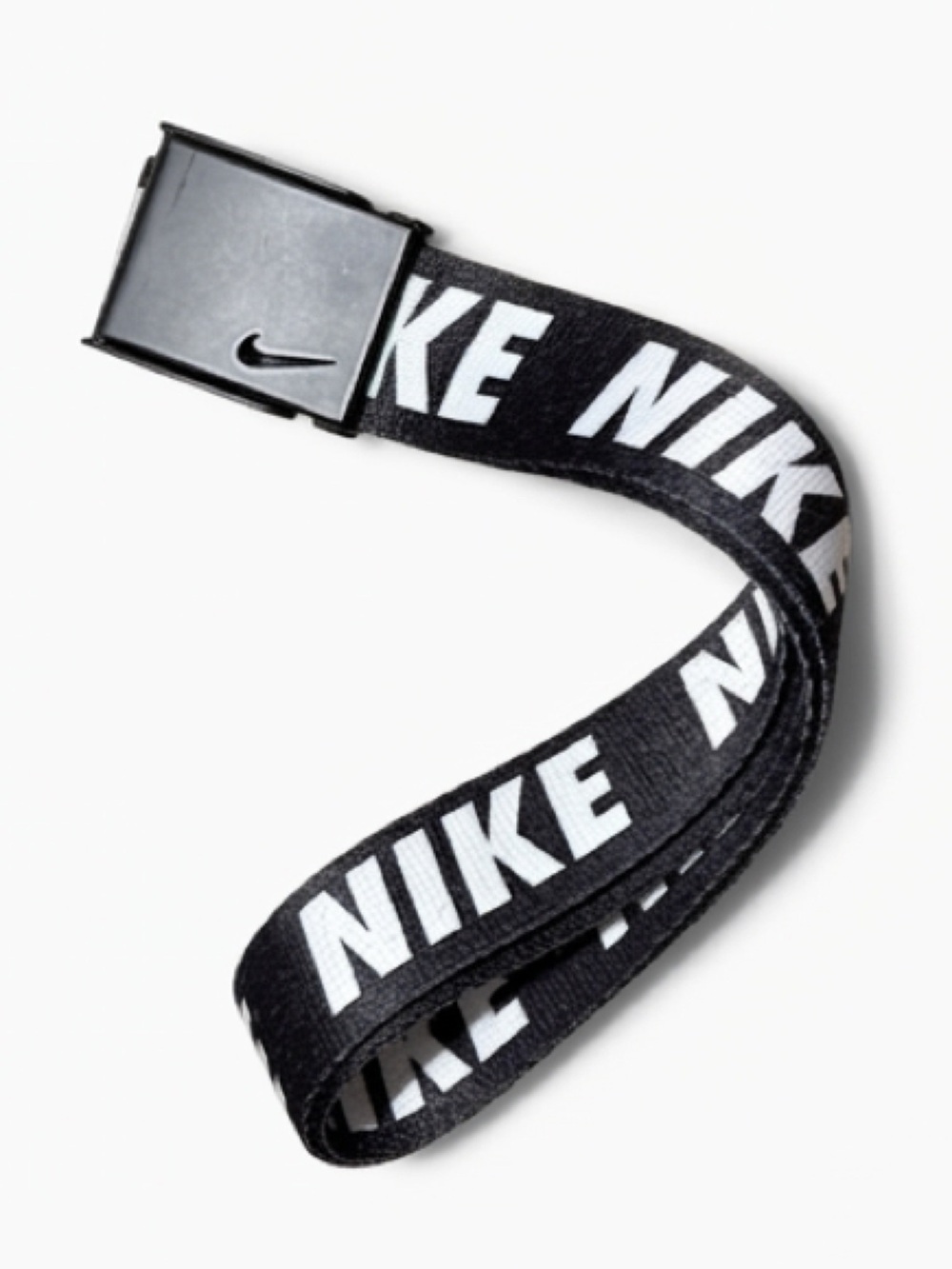 Nike Black and White Repeat-Logo Web Belt